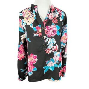 Anthropologie Yumi Kim Trinia Dark Floral Popover Flowy Blouse XS